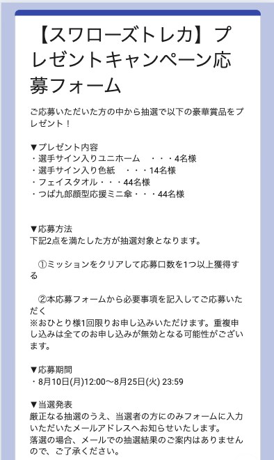 応募フォーム画面